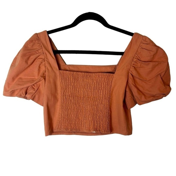 DELUC Doja Puff Sleeve Crop Top- Dusty Peach - Picture 5 of 10